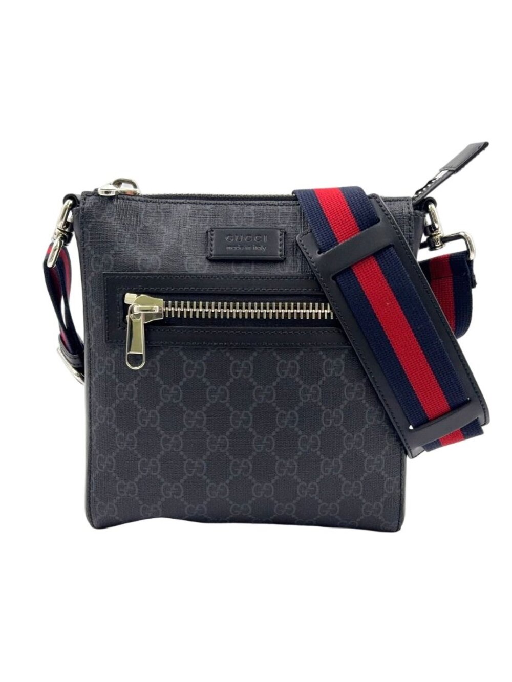 Gucci GG Supreme Small Leather Black Multicolor Shoulder Bag Silver